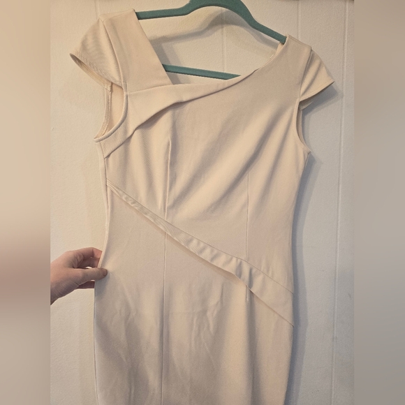 Buttery Yellow Structured Sheath Dress | Elegant Draped Detail - Picture 10 of 15